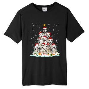 Siberian Husky Christmas Tree Dog Lights Pajamas Xmas Cool Gift Tall Fusion ChromaSoft Performance T-Shirt