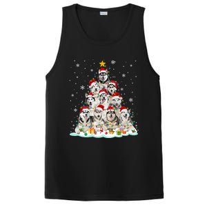 Siberian Husky Christmas Tree Dog Lights Pajamas Xmas Cool Gift PosiCharge Competitor Tank