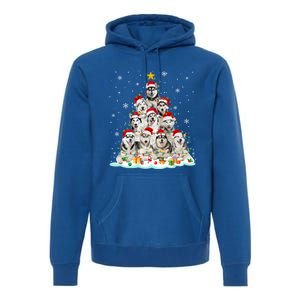 Siberian Husky Christmas Tree Dog Lights Pajamas Xmas Cool Gift Premium Hoodie