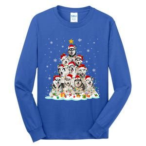 Siberian Husky Christmas Tree Dog Lights Pajamas Xmas Cool Gift Tall Long Sleeve T-Shirt