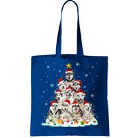 Siberian Husky Christmas Tree Dog Lights Pajamas Xmas Cool Gift Tote Bag