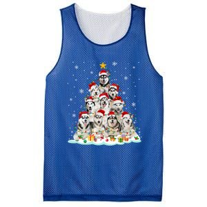 Siberian Husky Christmas Tree Dog Lights Pajamas Xmas Cool Gift Mesh Reversible Basketball Jersey Tank