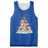 Siberian Husky Christmas Tree Dog Lights Pajamas Xmas Cool Gift Mesh Reversible Basketball Jersey Tank