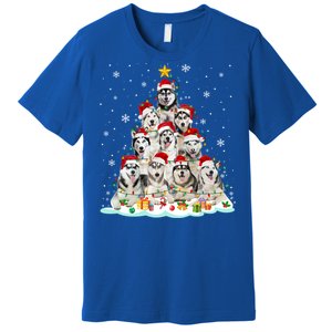 Siberian Husky Christmas Tree Dog Lights Pajamas Xmas Cool Gift Premium T-Shirt