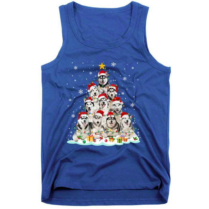 Siberian Husky Christmas Tree Dog Lights Pajamas Xmas Cool Gift Tank Top