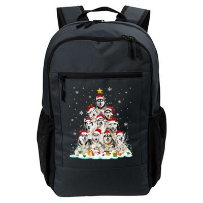 Siberian Husky Christmas Tree Dog Lights Pajamas Xmas Cool Gift Daily Commute Backpack