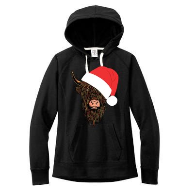 Scottish Highland Cattle Hairy Cow Farmer Gift Christmas Hat Women's Fleece Hoodie