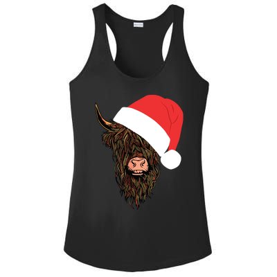 Scottish Highland Cattle Hairy Cow Farmer Gift Christmas Hat Ladies PosiCharge Competitor Racerback Tank