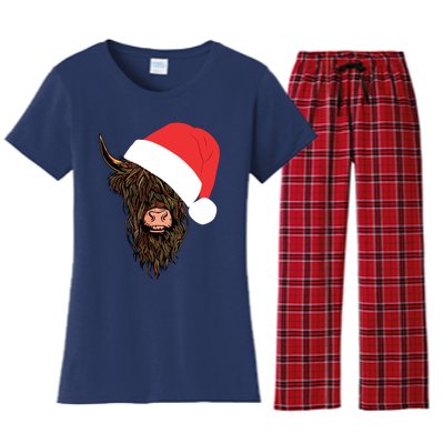 Scottish Highland Cattle Hairy Cow Farmer Gift Christmas Hat Women's Flannel Pajama Set