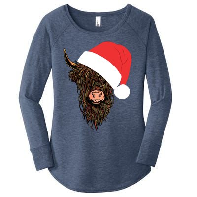 Scottish Highland Cattle Hairy Cow Farmer Gift Christmas Hat Women's Perfect Tri Tunic Long Sleeve Shirt