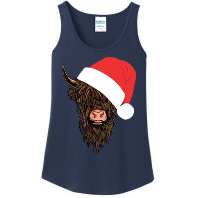 Scottish Highland Cattle Hairy Cow Farmer Gift Christmas Hat Ladies Essential Tank