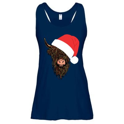 Scottish Highland Cattle Hairy Cow Farmer Gift Christmas Hat Ladies Essential Flowy Tank