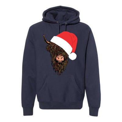 Scottish Highland Cattle Hairy Cow Farmer Gift Christmas Hat Premium Hoodie