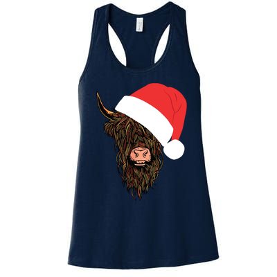 Scottish Highland Cattle Hairy Cow Farmer Gift Christmas Hat Women's Racerback Tank