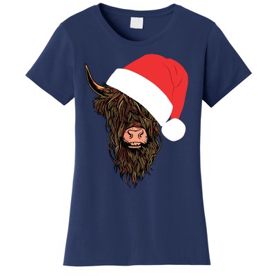 Scottish Highland Cattle Hairy Cow Farmer Gift Christmas Hat Women's T-Shirt