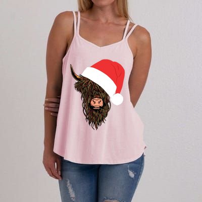 Scottish Highland Cattle Hairy Cow Farmer Gift Christmas Hat Women's Strappy Tank