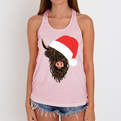 Scottish Highland Cattle Hairy Cow Farmer Gift Christmas Hat Women's Knotted Racerback Tank