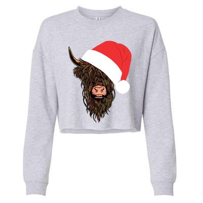 Scottish Highland Cattle Hairy Cow Farmer Gift Christmas Hat Cropped Pullover Crew