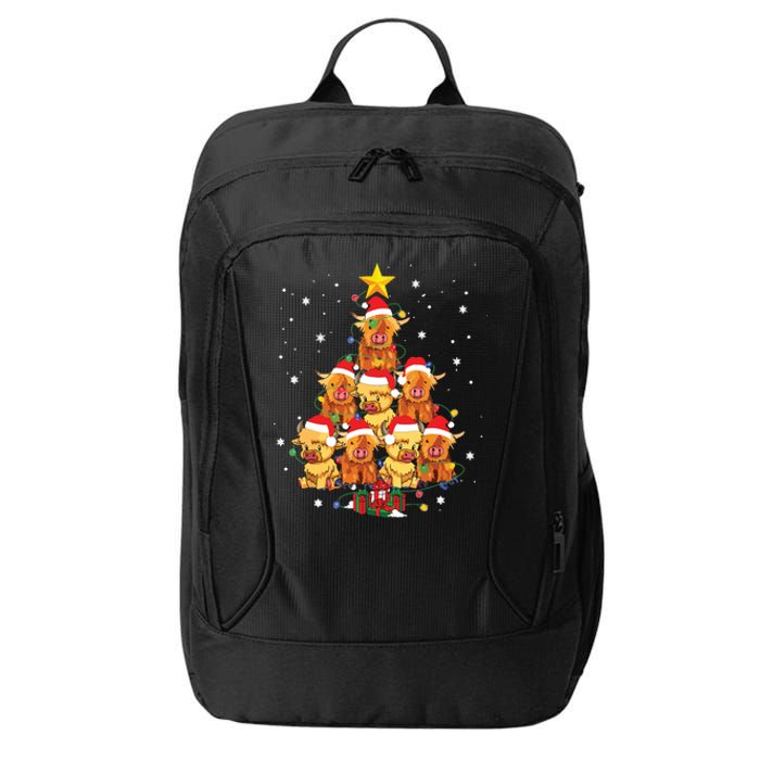 Scottish Highland Cow Christmas Tree Funny Cow Lover Xmas City Backpack