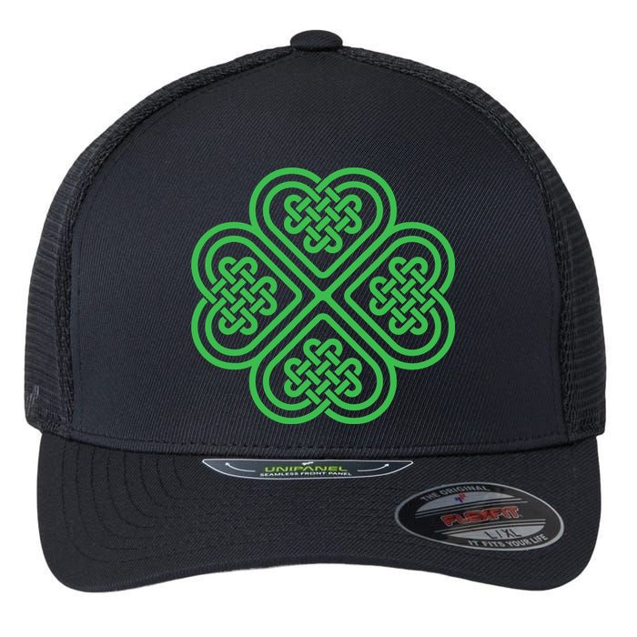 Shamrock Heart Celtic Knot Irish St. Patricks Day Flexfit Unipanel Trucker Cap