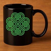 Shamrock Heart Celtic Knot Irish St. Patricks Day 11oz C Handle Ceramic Mug