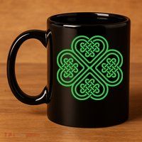 Shamrock Heart Celtic Knot Irish St. Patricks Day 11oz C Handle Ceramic Mug