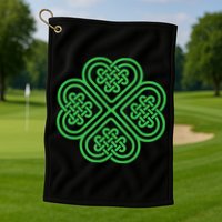 Shamrock Heart Celtic Knot Irish St. Patricks Day Golf Towel