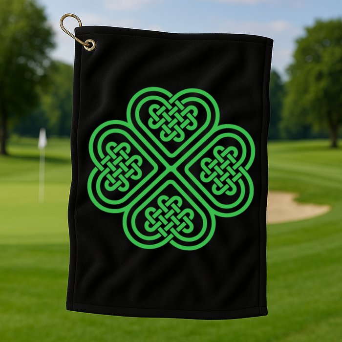 Shamrock Heart Celtic Knot Irish St. Patricks Day Golf Towel