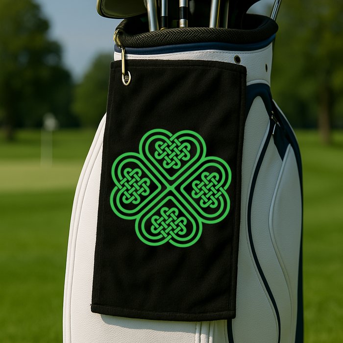 Shamrock Heart Celtic Knot Irish St. Patricks Day Golf Towel