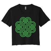Shamrock Heart Celtic Knot Irish St. Patricks Day Women's Crop Top Tee
