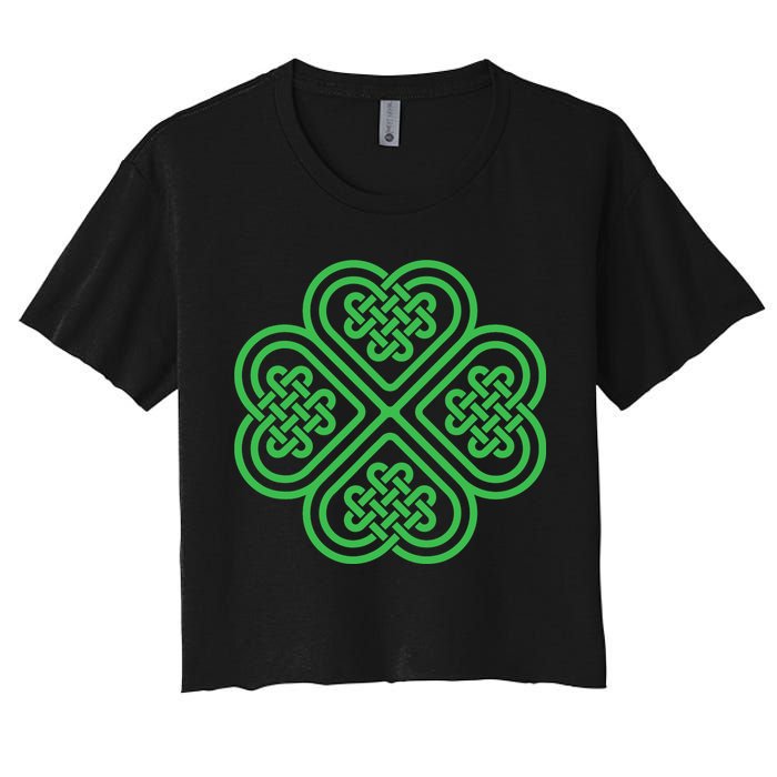 Shamrock Heart Celtic Knot Irish St. Patricks Day Women's Crop Top Tee