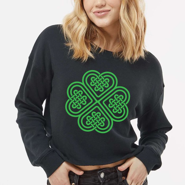 Shamrock Heart Celtic Knot Irish St. Patricks Day Cropped Pullover Crew