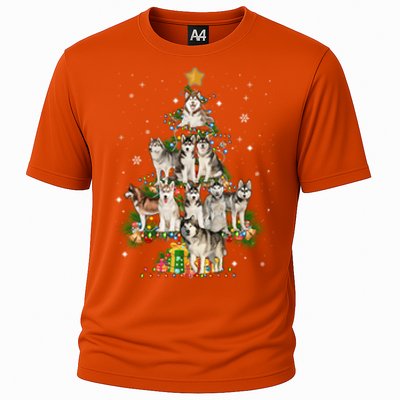 Siberian Husky Christmas Tree Funny Dog Lover Xmas Pajama Gift Cooling Performance Crew T-Shirt