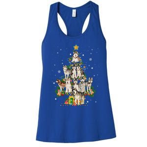 Siberian Husky Christmas Tree Funny Dog Lover Xmas Pajama Gift Women's Racerback Tank