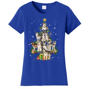 Siberian Husky Christmas Tree Funny Dog Lover Xmas Pajama Gift Women's T-Shirt