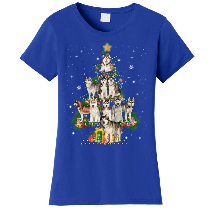 Siberian Husky Christmas Tree Funny Dog Lover Xmas Pajama Gift Women's T-Shirt