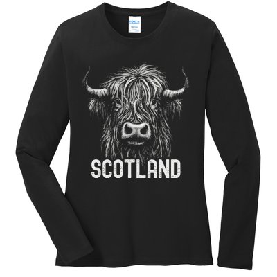 Scottish Highland Cow Scotland Trip Ladies Long Sleeve Shirt