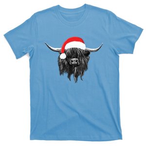 Scottish Highland Cow Christmas Santa Hat Funny Gift T-Shirt