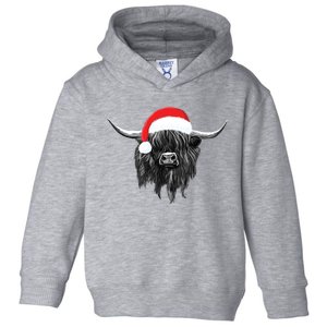 Scottish Highland Cow Christmas Santa Hat Funny Gift Toddler Hoodie