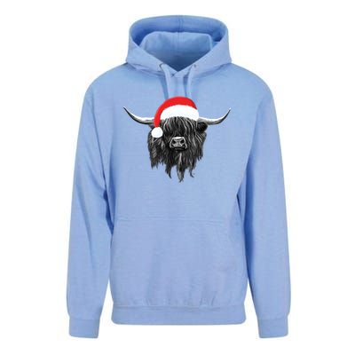 Scottish Highland Cow Christmas Santa Hat Funny Gift Unisex Surf Hoodie