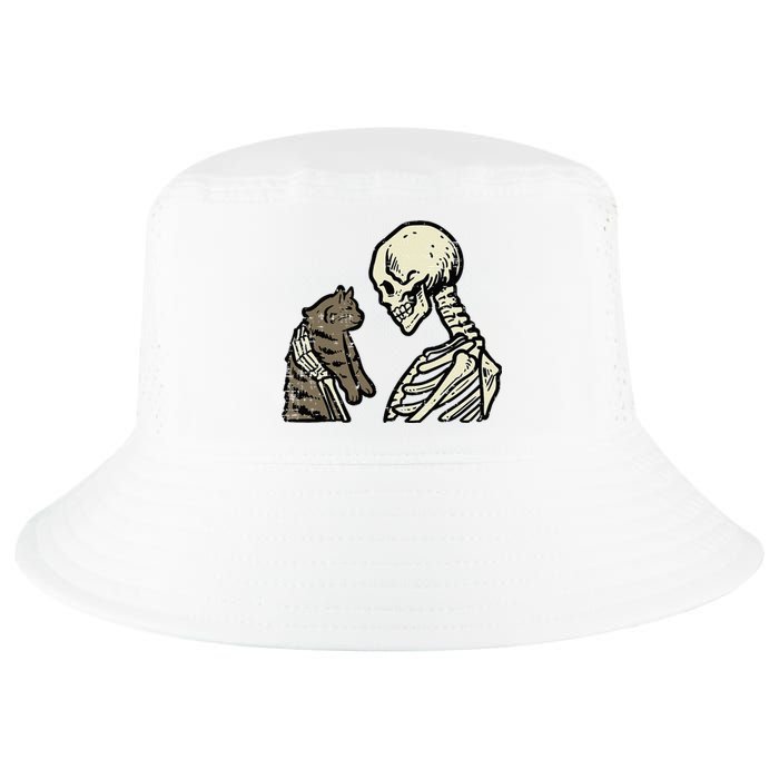 Skeleton Holding Cat Funny Halloween Skull Cool Comfort Performance Bucket Hat