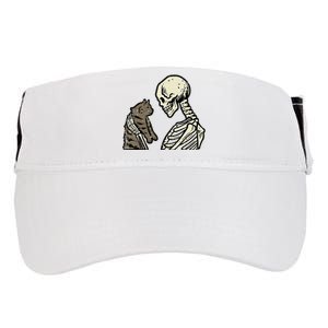 Skeleton Holding Cat Funny Halloween Skull Adult Drive Performance Visor