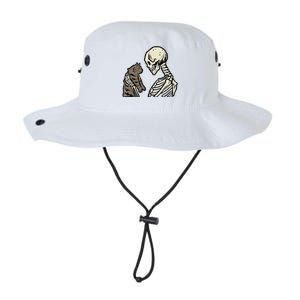 Skeleton Holding Cat Funny Halloween Skull Legacy Cool Fit Booney Bucket Hat