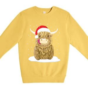 Scottish Highland Cow Christmas Snow Gift Premium Crewneck Sweatshirt