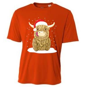 Scottish Highland Cow Christmas Snow Gift Cooling Performance Crew T-Shirt