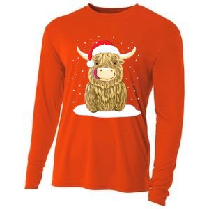 Scottish Highland Cow Christmas Snow Gift Cooling Performance Long Sleeve Crew