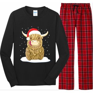 Scottish Highland Cow Christmas Snow Gift Long Sleeve Pajama Set