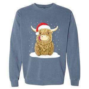 Scottish Highland Cow Christmas Snow Gift Garment-Dyed Sweatshirt