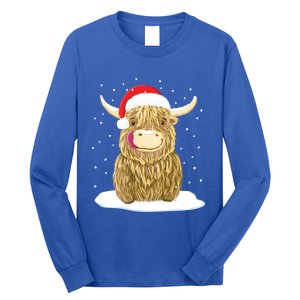 Scottish Highland Cow Christmas Snow Gift Long Sleeve Shirt