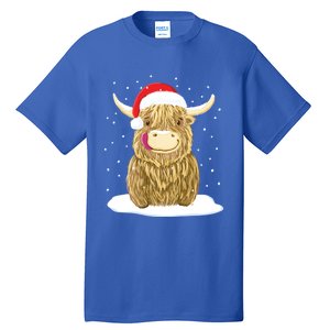 Scottish Highland Cow Christmas Snow Gift Tall T-Shirt